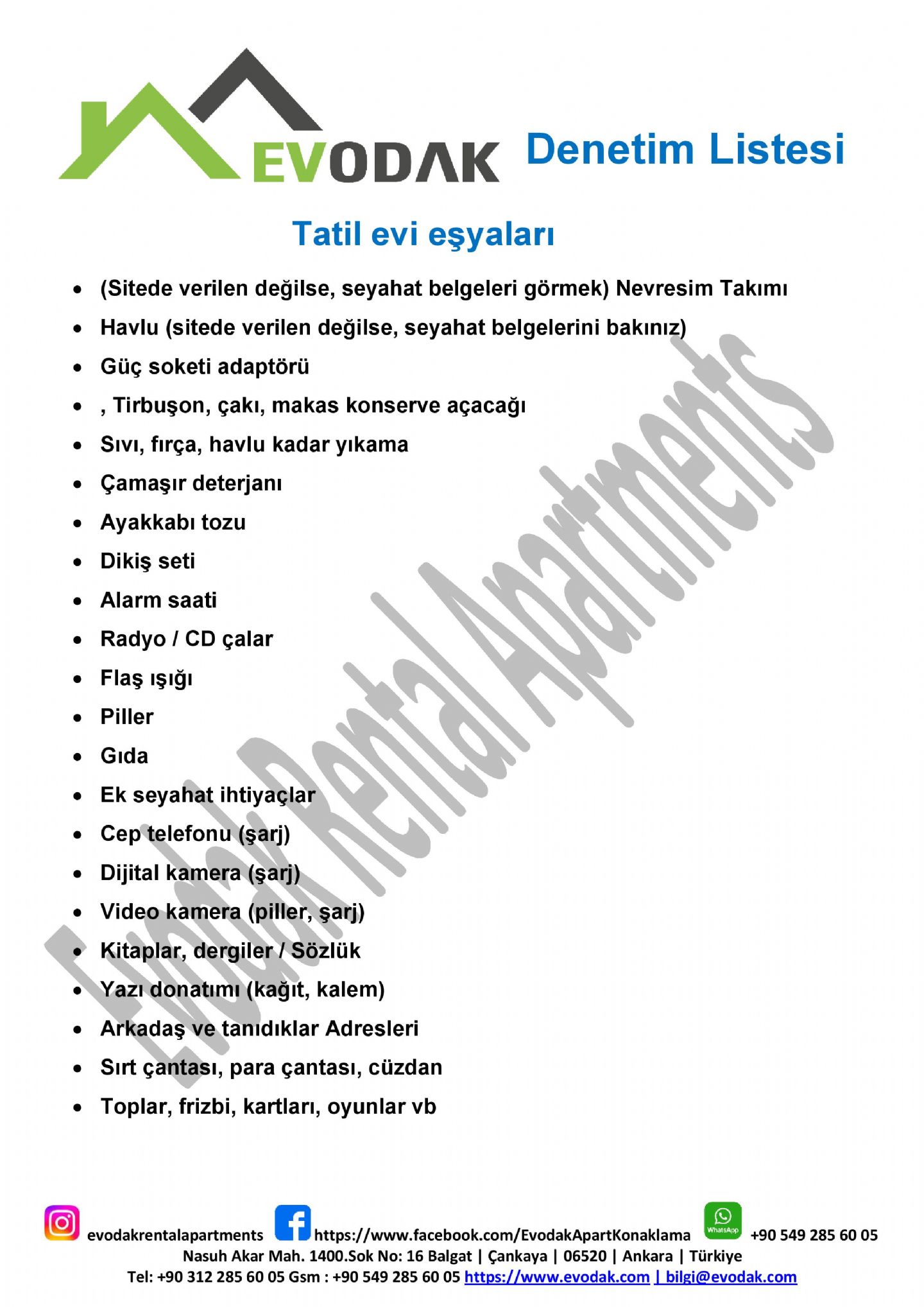 Tatil evi eşyaları