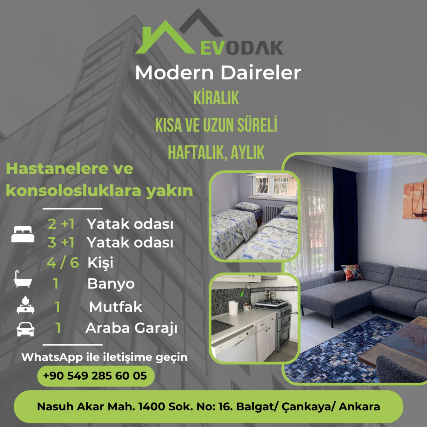 Sağlık Turizminin Kalbi Ankara`da Ev Konforunda Konaklama: Evodak Kiralık Daireler