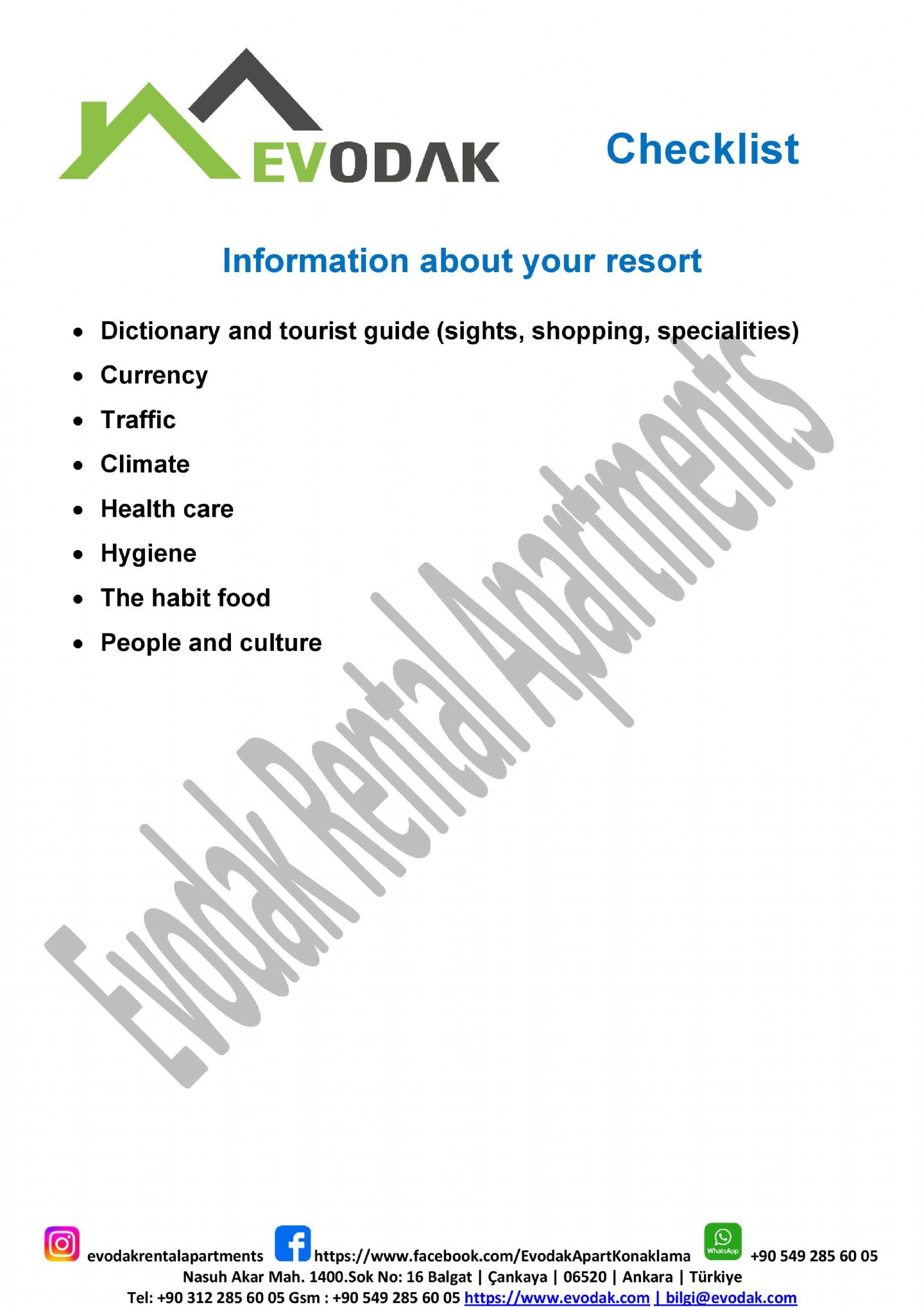 Information about your resort