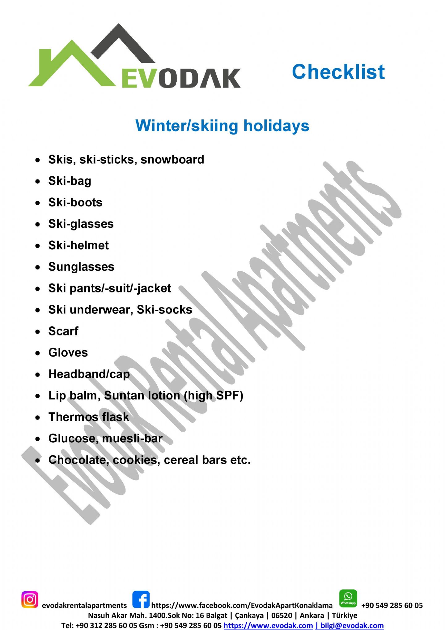 Winter/skiing holidays