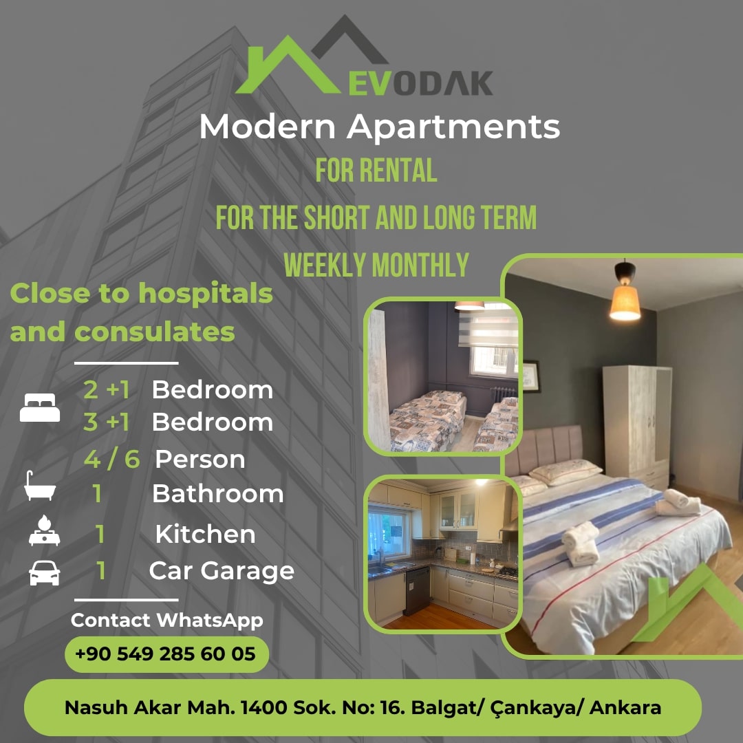 Ankara apartments for rent near Koru Hospital