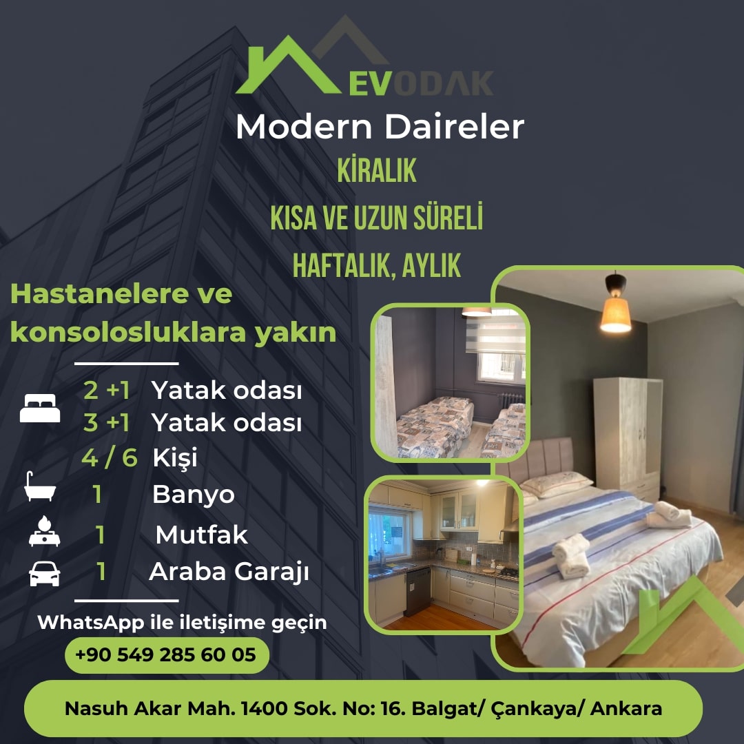 Memorial Hastanesi Çankaya kısa süreli konaklama