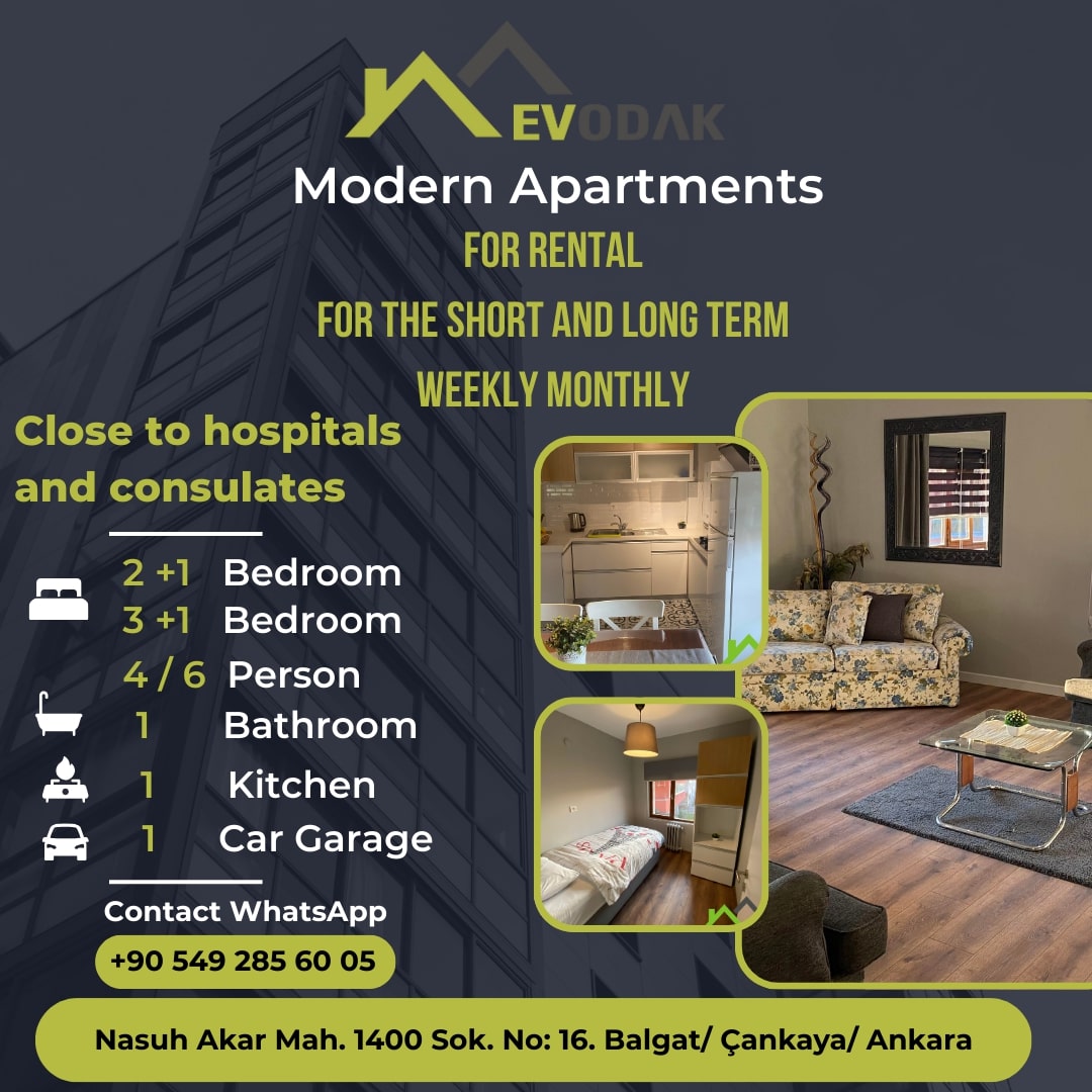 Ankara apartments for rent near Koru Hospital