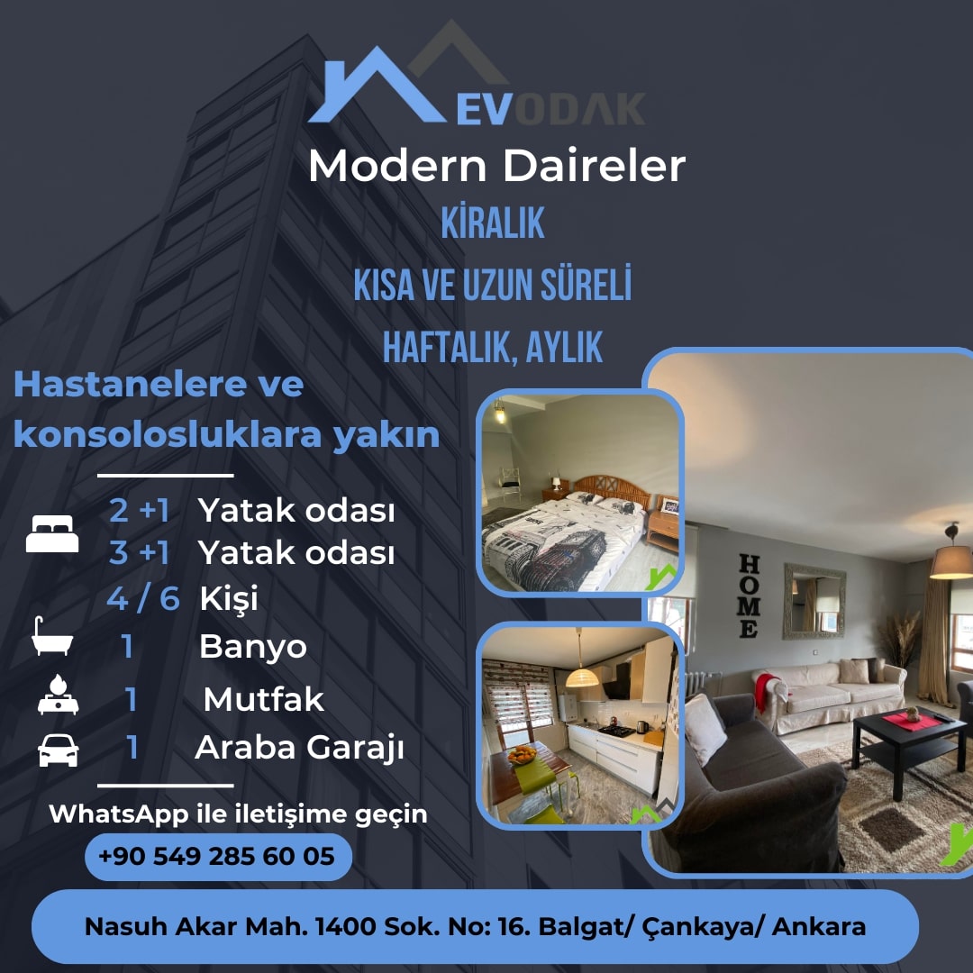 Koru Hastanesi yakınında kiralık apart