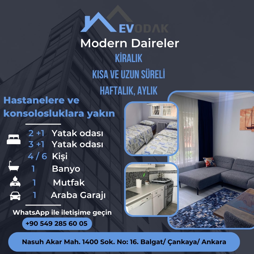 Hastanelere yürüme mesafesinde daire Ankara