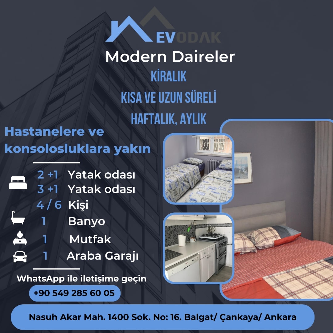 Hastanelere yakın kiralık daire Ankara