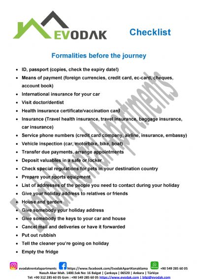 Formalities before the journey