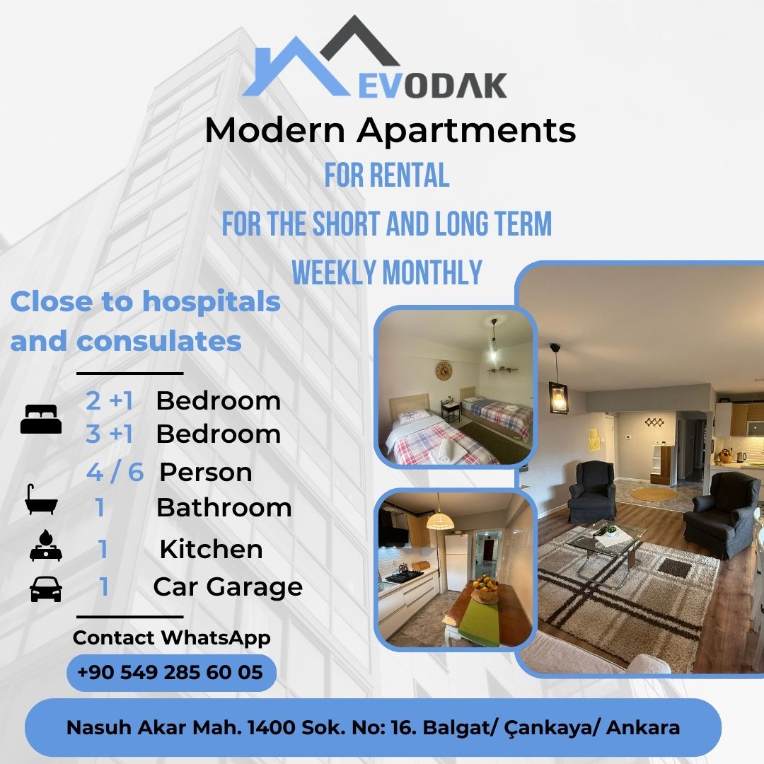 Spacious and modern apartments (2+1, 3+1) suitable for large families in Balgat.